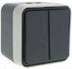 Hager Cubyko IP55 External Electrical Lighting Wall Switch with Frame Basic Waterproof Gray