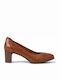 Tamaris Leder Pumps mit Chunky mittelhohem Absatz Tabac Braun