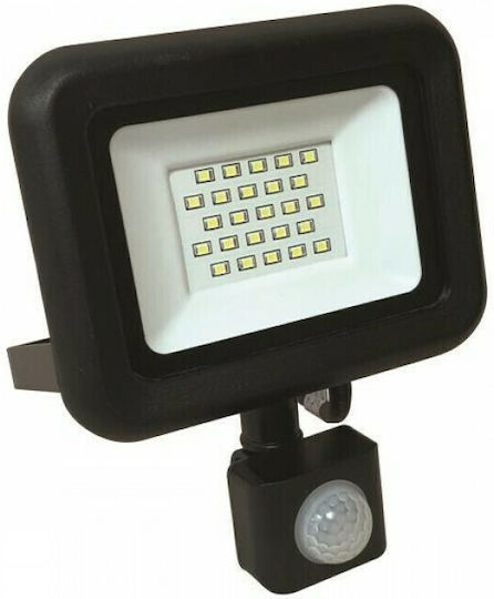 Eurolamp Watertight LED Flood Light 20W Natural White 4000K with Motion Sensor IP44