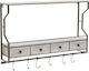 Hallway Furniture with Coat Rack Natural / White Patina 80x15x50cm