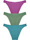 Helios Baumwolle Damen Slip 3Pack Purple/Olive/Petrol