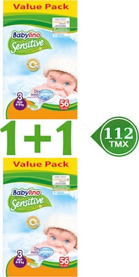 Babylino Sensitive Chamomile Πάνες με Αυτοκόλλητο No. 3 για 4-9kg 112τμχ