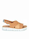 Twins Leder Flache Sandalen für Damen Anatomisch in Tabac Braun Farbe
