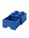 Lego Kids Plastic Toy Storage Box 4 Knobs Blue 25x25x18cm