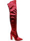 Fardoulis Women's Boots Over the Knee Burgundy