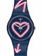 Swatch Flash of Love Γυναικείο Ρολόι 34mm Μπαταρίας με Navy Μπλε Καουτσούκ Λουράκι