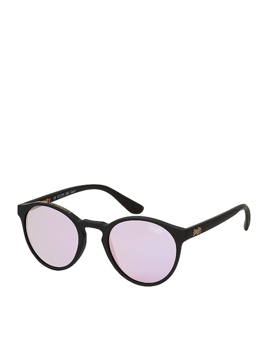 Superdry Saratoga Men's Sunglasses with Black Plastic Frame and Pink Mirror Lens