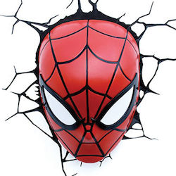 3DLightFX Led Plastic Kids Wall Light Spiderman Mask