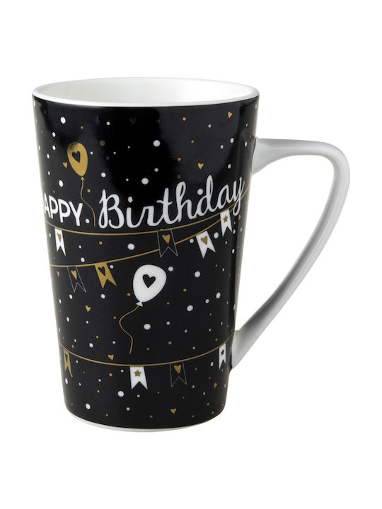 Dutch Rose Happy Birthday Black XL Ceramic Cup 430ml