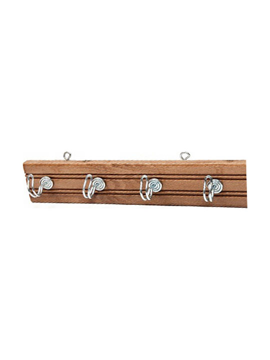 Homestyle Wooden Wall Hanger with 4 Slots Brown -10