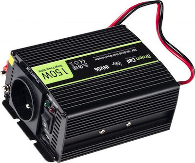 Green Cell Inverter Αυτοκινήτου Τροποποιημένου Ημιτόνου 300W για Μετατροπή 12V DC σε 230V AC με 1xUSB