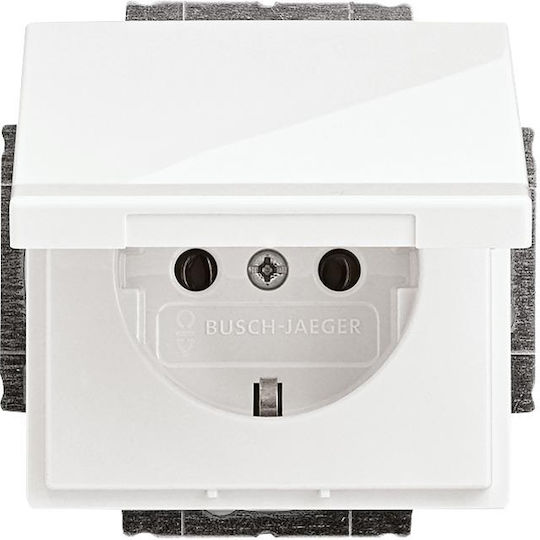 Abb Future Single Walled Power Socket with Lid White