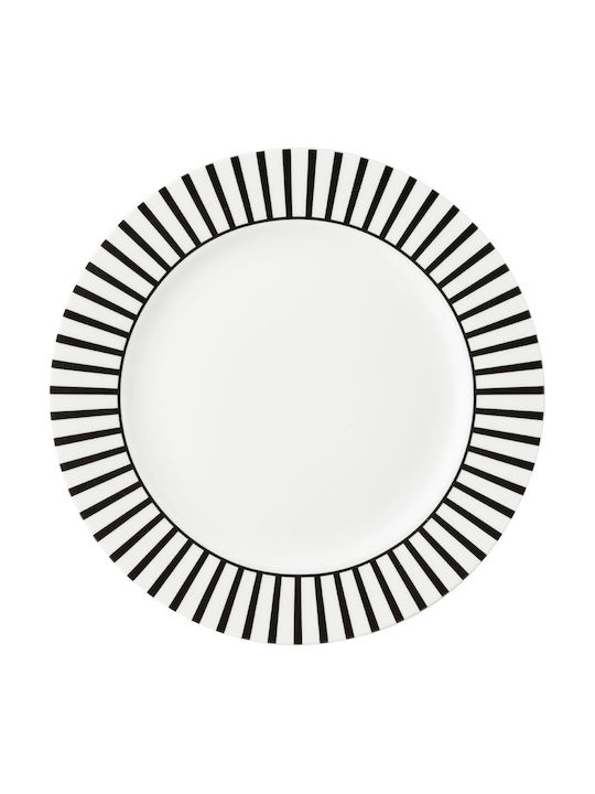 Dutch Rose Dessert Plate Stripe Plate Desert made of Porcelain White with Diameter 21cm