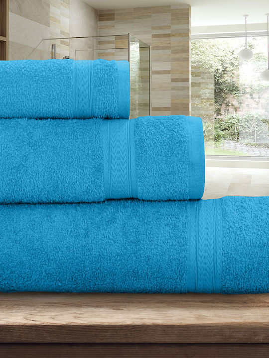 Lino Home Πετσέτα Προσώπου Tropez 50x90εκ. Blue Βάρους 450gr/m²