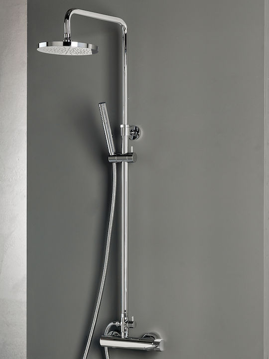 Armando Vicario Industrial Verstellbare Duschsäule mit Armatur 83-144cm Silber