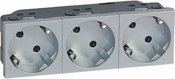 Legrand Mosaic Triple Power Safety Socket Automatic Terminals Aluminium