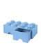 Lego Kids Plastic Toy Storage Box 8 Knobs Light Blue 50x25x17cm