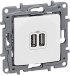 Legrand Niloe Power Socket with 2 USB Ports White