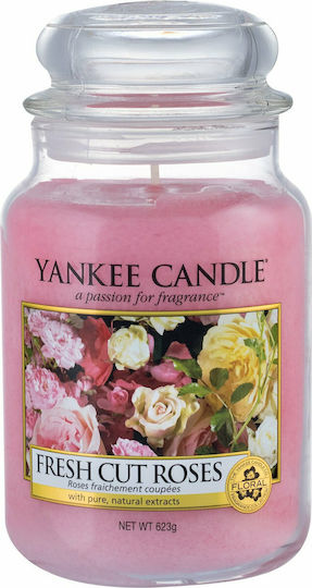Yankee Candle Lumânare Aromată Borcan cu Aromă Trandafiri proaspăt tăiați Roz 623gr 1buc