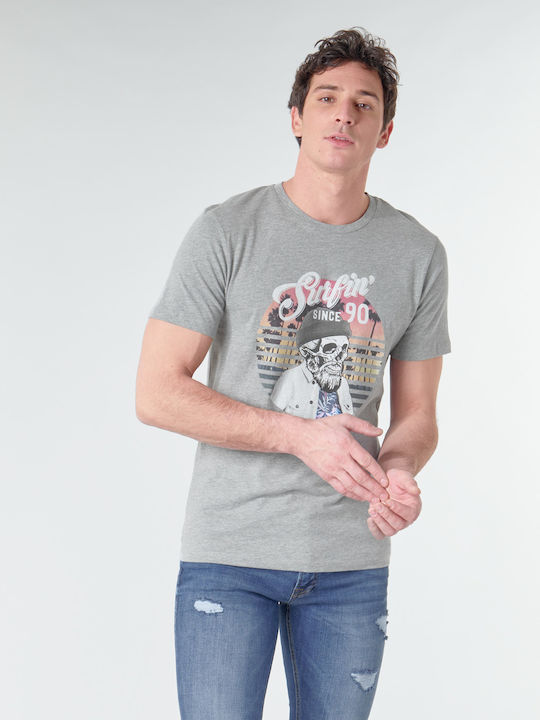 Jack & Jones Bluza Bărbătească cu Mânecă Scurtă Polo Gri deschis Melange Melange