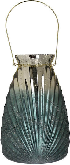 Inart Glass Lantern Green 20x20x30cm