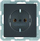 Hager Q.1 Single Power Socket Anthracite