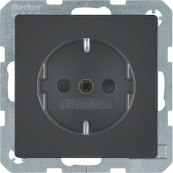 Hager Q.1 Single Power Safety Socket Gray