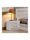 Life Wooden Bedside Table White Wash 48x40x39cm