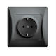 Lineme Single Recessed Power Socket Black
