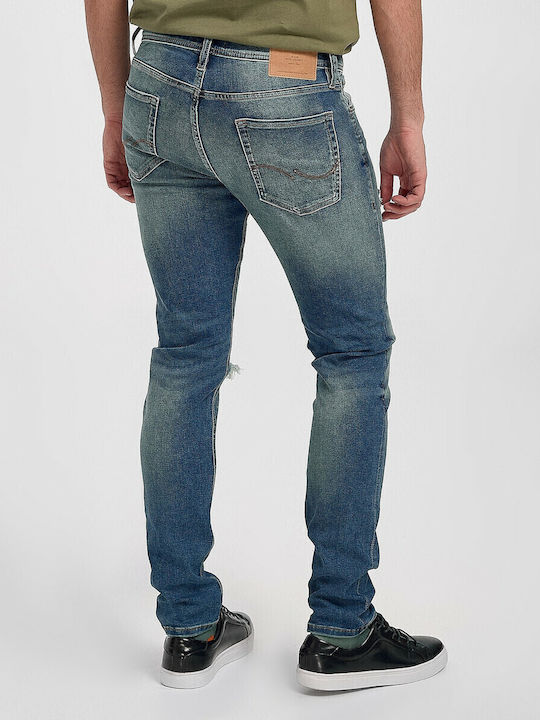 Men's Jeans Pants Elastic with Slim Tapered Fit Blue
