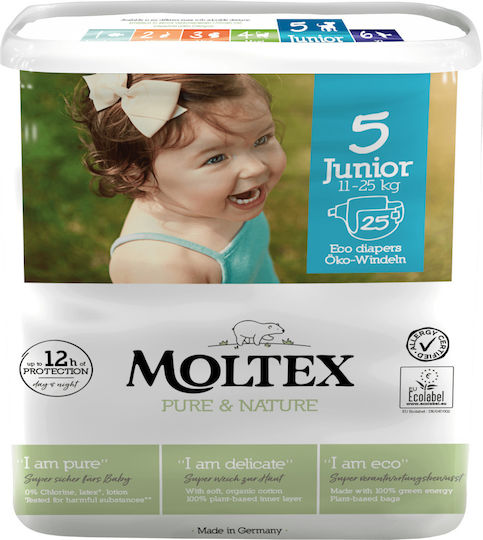Πάνες με Αυτοκόλλητο Pure & Nature No. 5 για 11-25kg 25τμχ