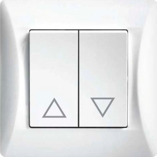Lineme Complete Wall Push Roller Shutter Button with Frame White 50-00136-1