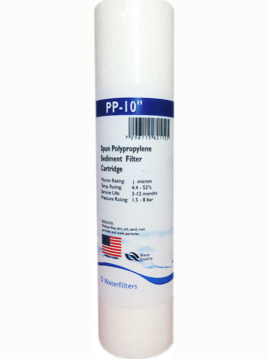 QWaterFilters Ανταλλακτικό Φίλτρο Νερού Άνω και Κάτω Πάγκου από Πολυπροπυλένιο 10" PP-10" 1 μm