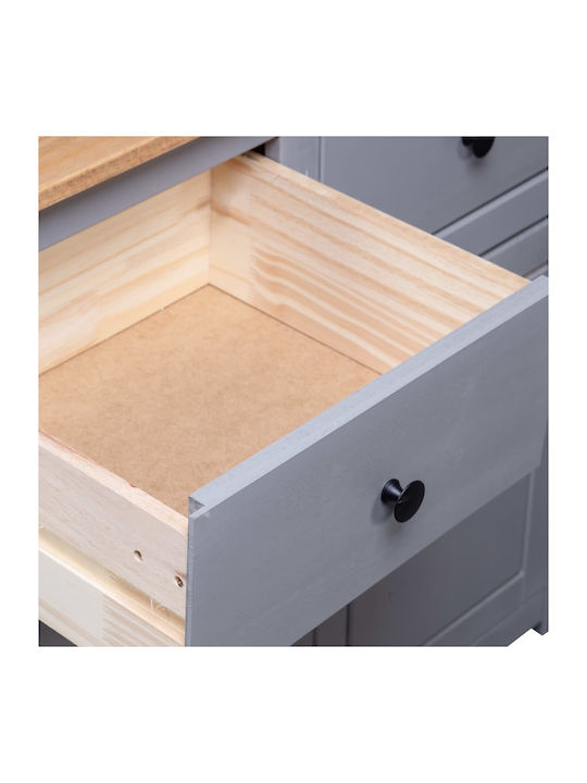 Panama Wooden Buffet with Drawers Γκρι L93xW40x...