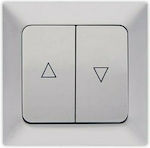 Eurolamp Recessed Electrical Rolling Shutters Wall Switch with Frame Basic Silver 152-12211