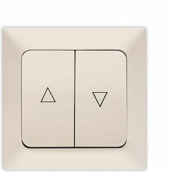 Eurolamp Recessed Electrical Rolling Shutters Wall Switch with Frame Basic Beige 152-12111