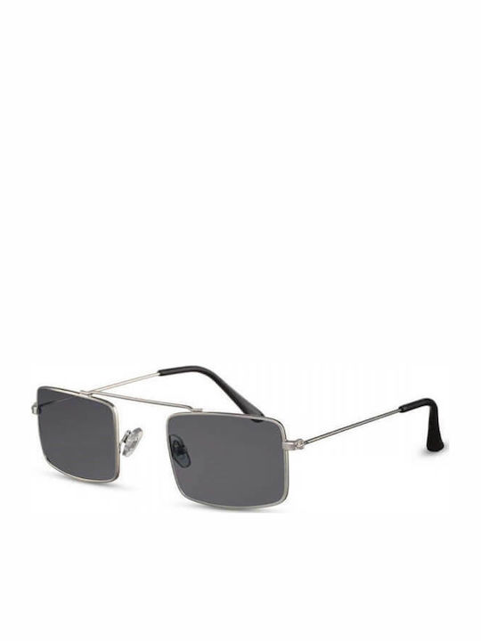 Solo-Solis Men's Sunglasses with Silver Metal Frame and Black Lens NDL1854