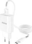 Dudao Φορτιστής με Θύρα USB-A και Καλώδιο micro USB Quick Charge 3.0 Λευκός (A3EU)