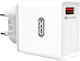 XO Charger Without Cable with 2 USB-A Ports Quick Charge 3.0 Whites (L31)