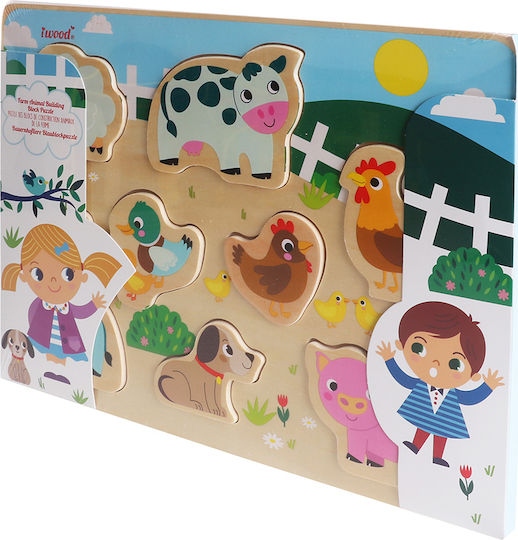 Holz Kinder Steckpuzzle Farm Animal für 1+ Jahre 9pcs iwood