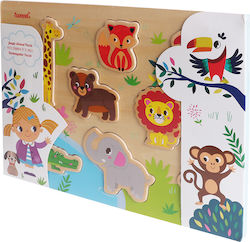 Wooden Kids Peg Puzzle Jungle Animals for 1+ Years 8pcs iwood