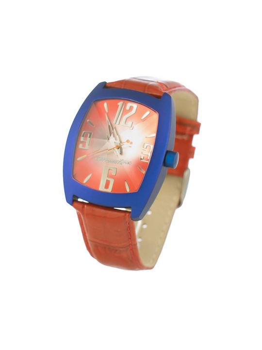Chronotech Watch Battery with Red Leather Strap CT2050M-05