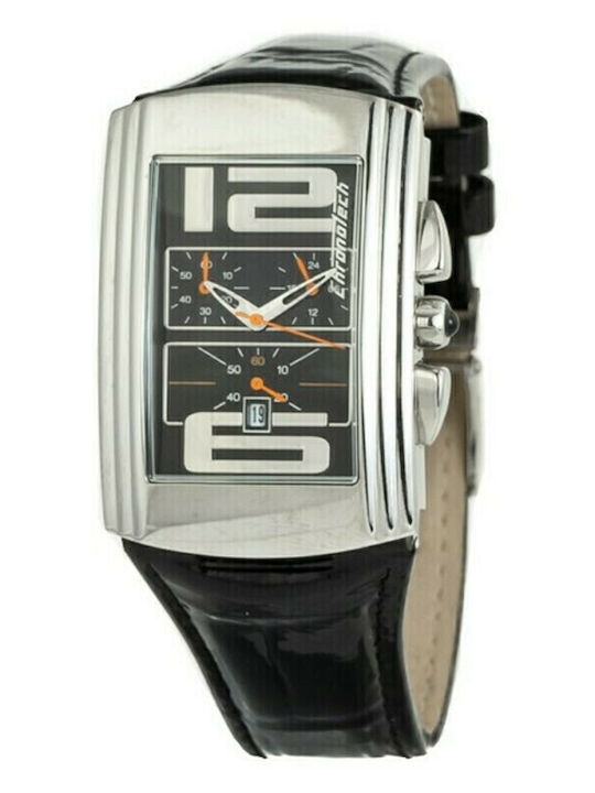 Chronotech Ceas Barbătesc 33mm Cronograf Baterie cu Curea din piele Neagră