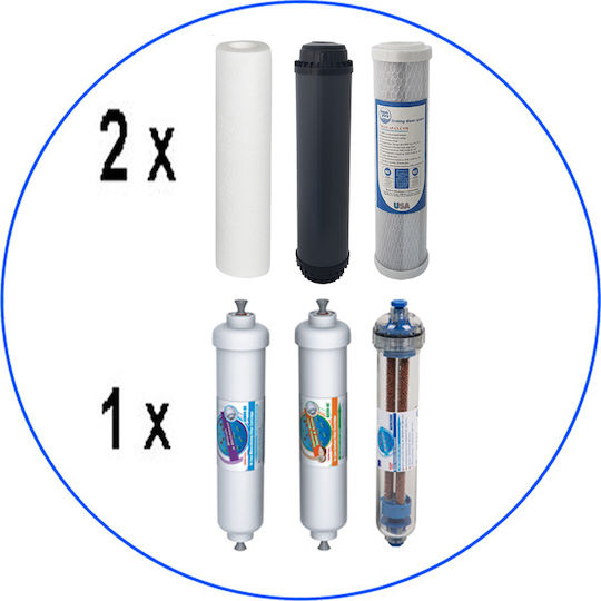 Aqua Pure Water Filter Cartridge Reverse Osmosis Under Sink Activated Carbon 10" RO 7ST HEARSET-2 5 Micron 9 Pieces