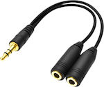 3.5mm male - 2x 3.5mm female cable adapter Black