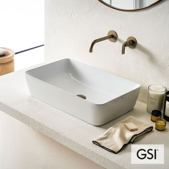 GSI Sand Επικαθήμενος Νιπτήρας Πορσελάνης 60x38x11cm Λευκός