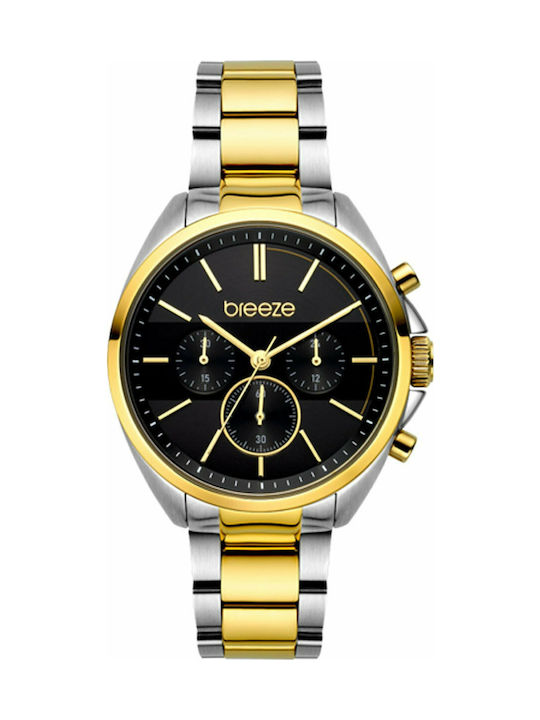 Breeze Glowraider Watch Chronograph with Gold Metal Bracelet