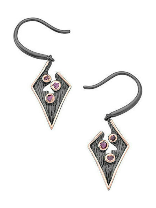 Silver earrings 925 with black platinum plating