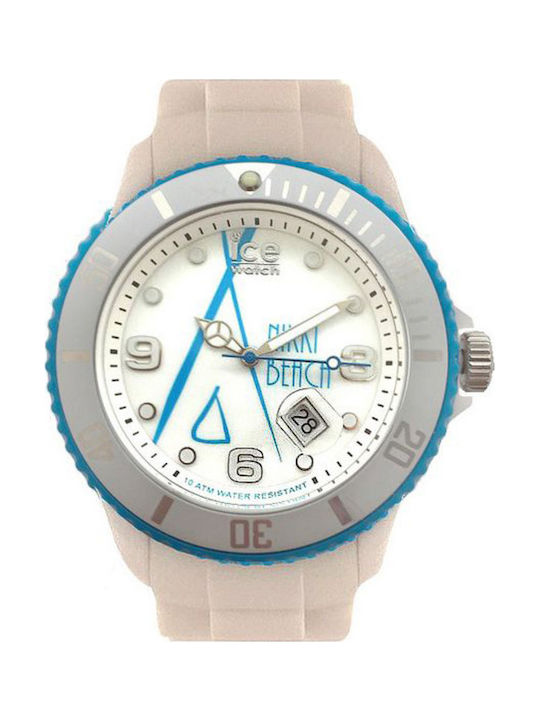 Ice Ανδρικό Ρολόι 43mm Μπαταρίας με Λευκό Καουτσούκ Λουράκι