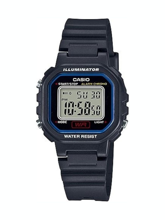 Casio Дигитален Мъжки Часовник 30мм На Батерия с Черна Каучукена Каишка